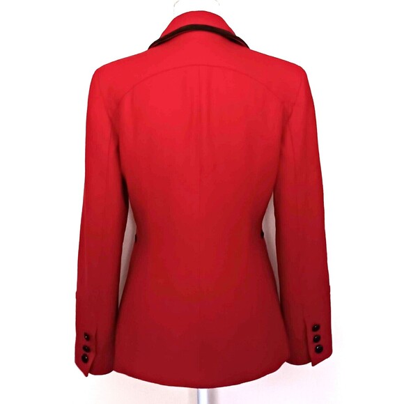 VTG Iceberg Red Wool Equestrian Blazer Brown Ultra Suede Trim  Italy 42/US 4-6 - Picture 4 of 7